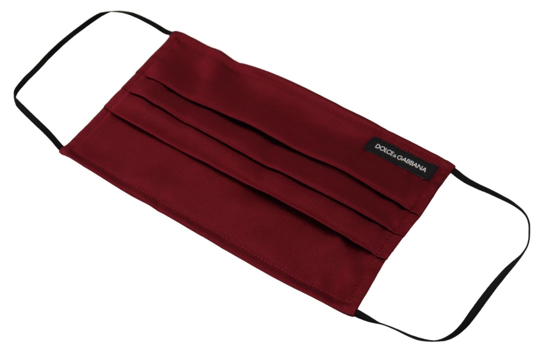 Dolce & Gabbana Maroon Silk Pleated Elastic Ear Strap One Size Face Mask | Regal Royce