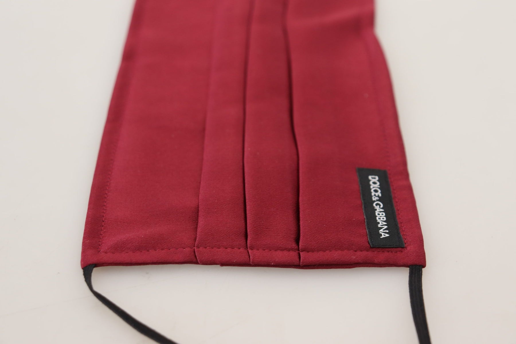 Dolce & Gabbana Maroon Silk Pleated Elastic Ear Strap One Size Face Mask | Regal Royce