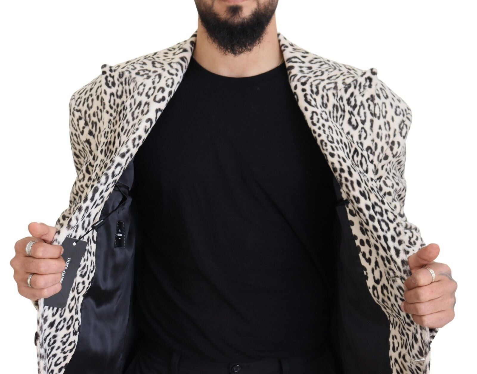Dolce & Gabbana White Leopard Single Breasted Coat Blazer | Regal Royce