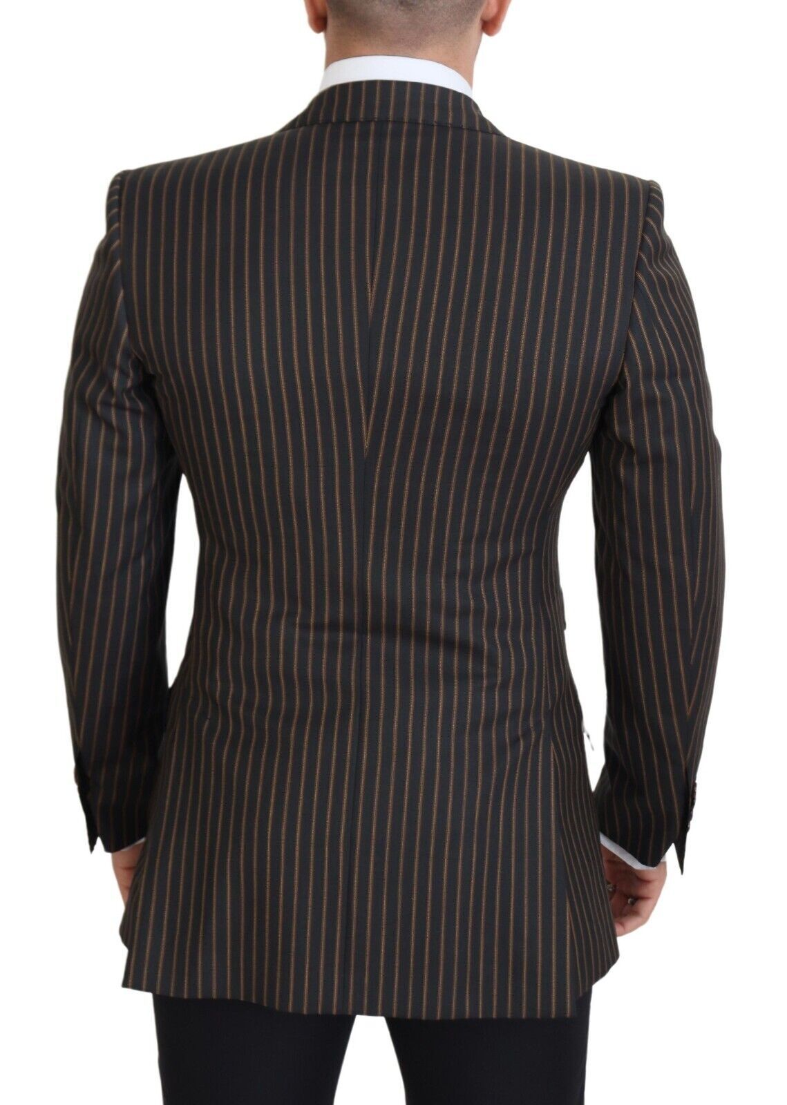 Dolce & Gabbana Black Brown Stripes Single Breasted Blazer | Regal Royce