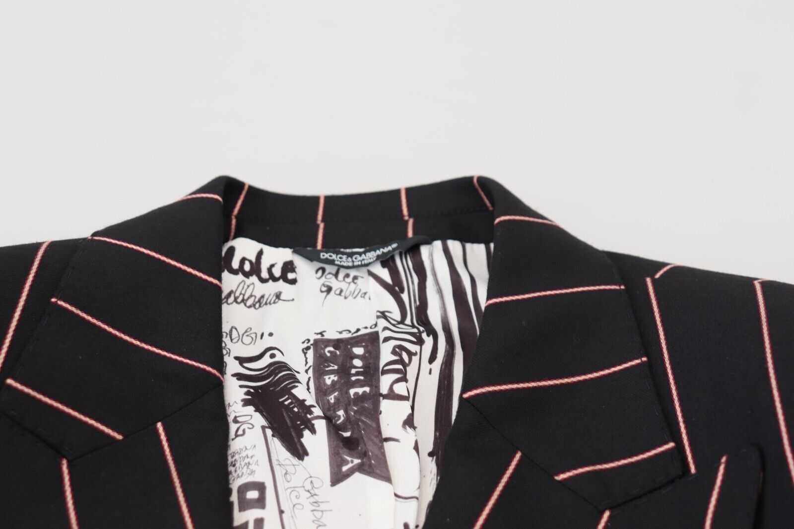 Dolce & Gabbana Black Stripes Viscose Double Breasted Blazer | Regal Royce