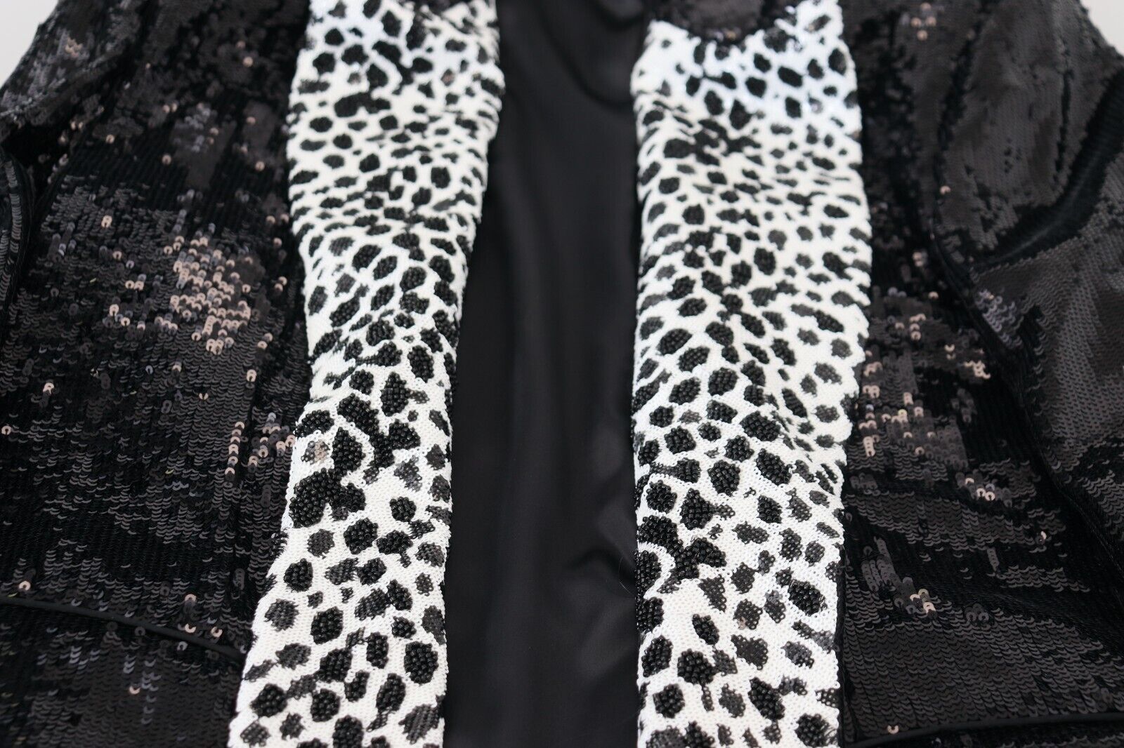 Dolce & Gabbana Black Sequined Cow Pattern Nylon Blazer | Regal Royce