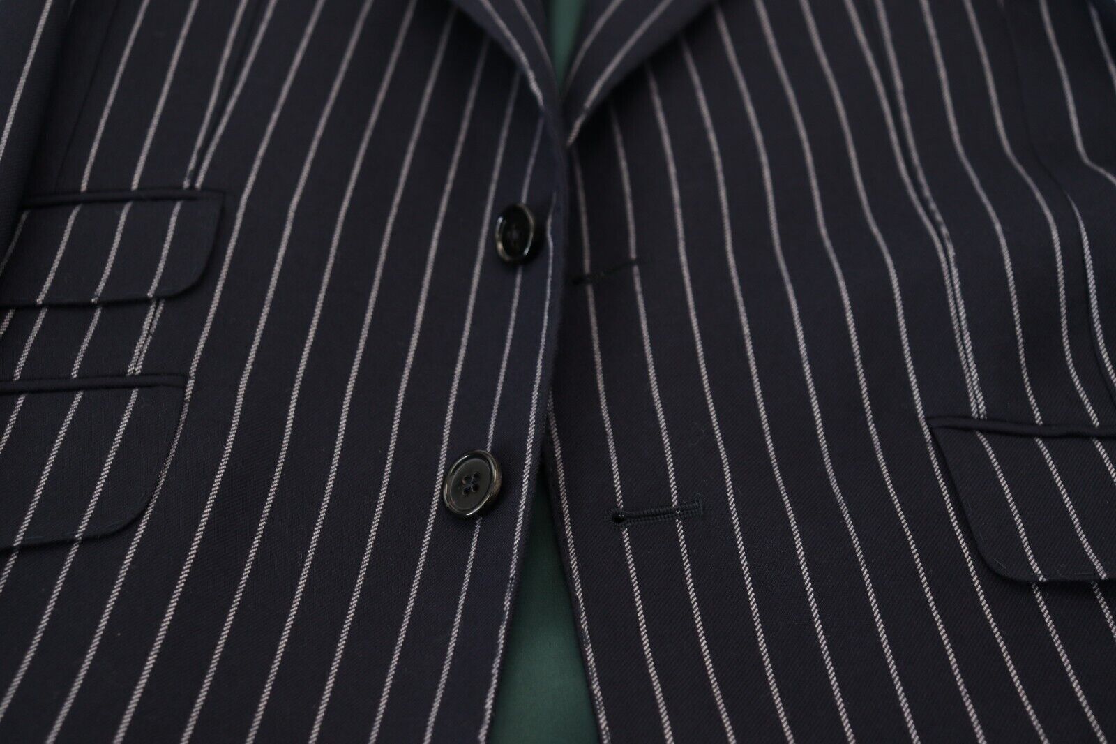 Dolce & Gabbana Dark Blue Stripe Wool Single Breasted Blazer | Regal Royce
