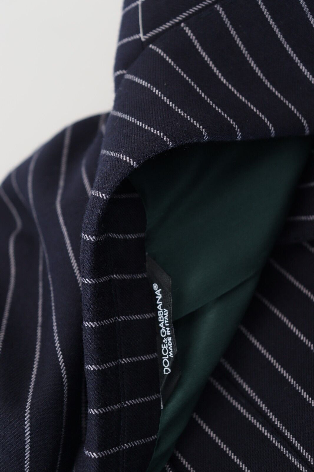 Dolce & Gabbana Dark Blue Stripe Wool Single Breasted Blazer | Regal Royce