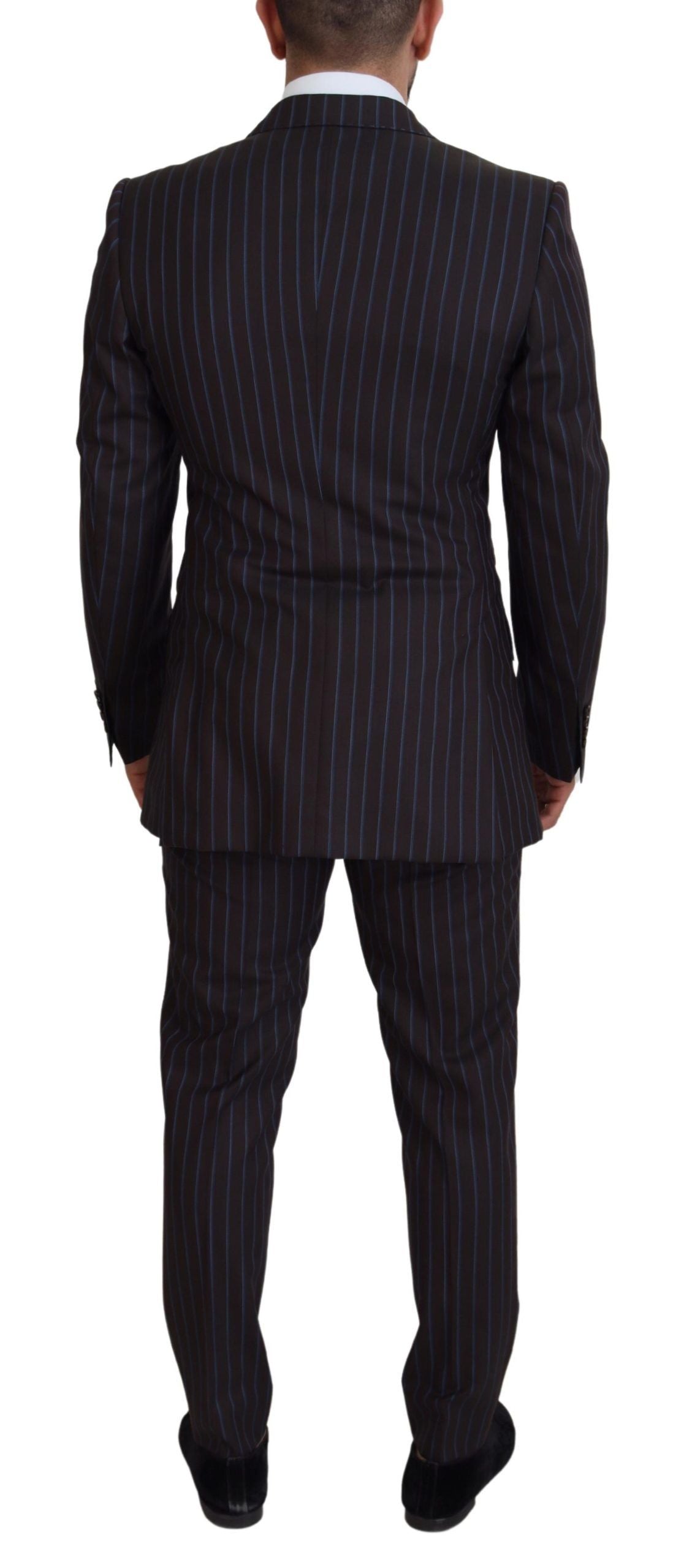 Dolce & Gabbana Black Striped Wool Formal 2 Piece Suit | Regal Royce
