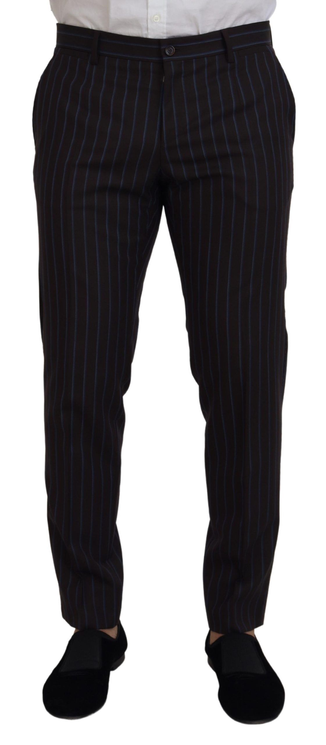 Dolce & Gabbana Black Striped Wool Formal 2 Piece Suit | Regal Royce