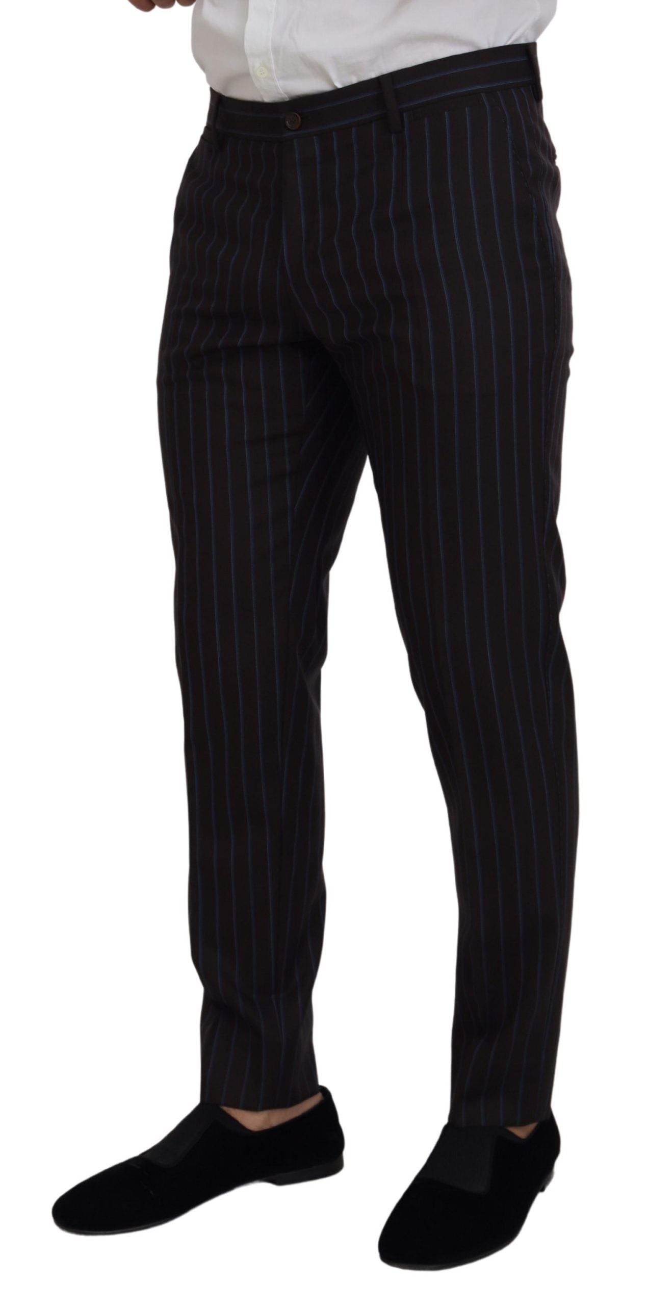Dolce & Gabbana Black Striped Wool Formal 2 Piece Suit | Regal Royce