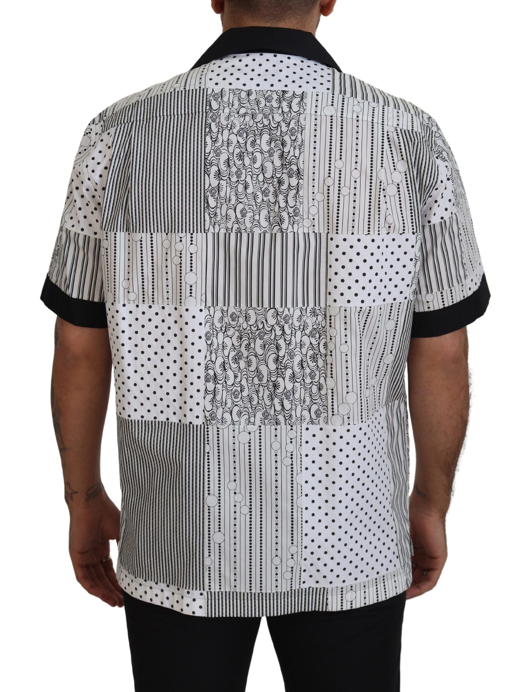 Dolce & Gabbana White Black Patterned Button Down Shirt | Regal Royce