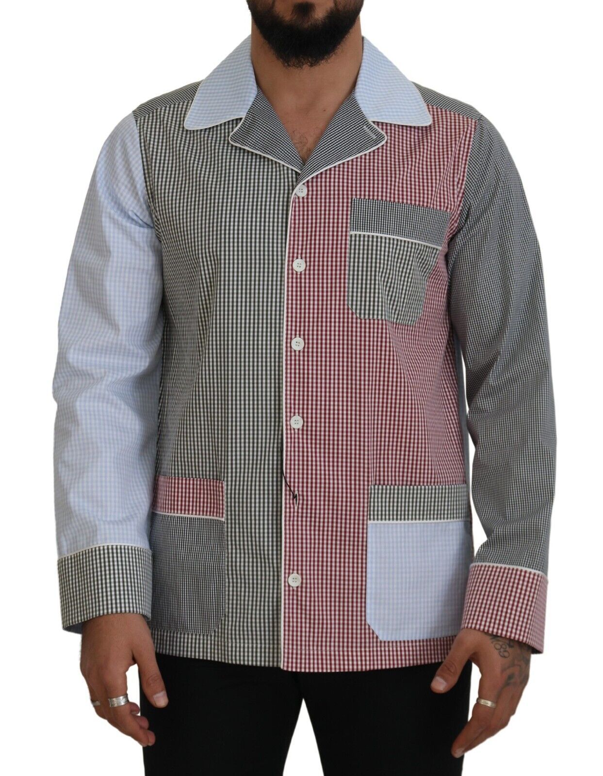 Dolce & Gabbana Multicolor Patchwork Cotton Long Sleeves Shirt | Regal Royce