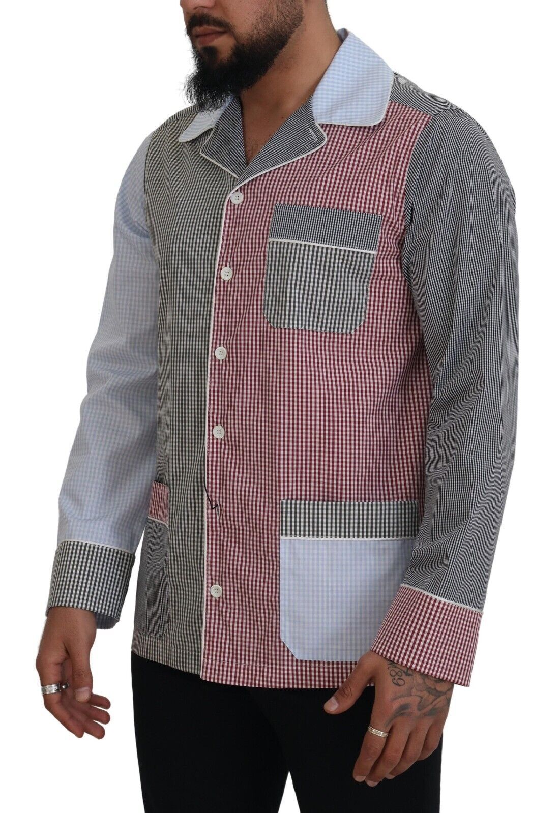 Dolce & Gabbana Multicolor Patchwork Cotton Long Sleeves Shirt | Regal Royce
