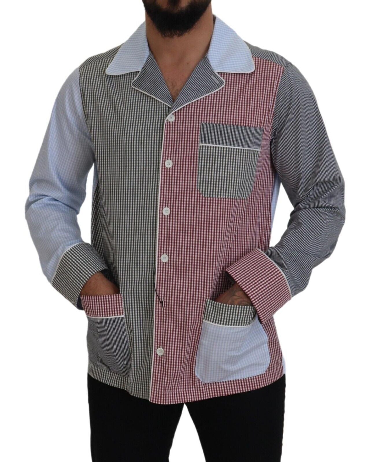 Dolce & Gabbana Multicolor Patchwork Cotton Long Sleeves Shirt | Regal Royce