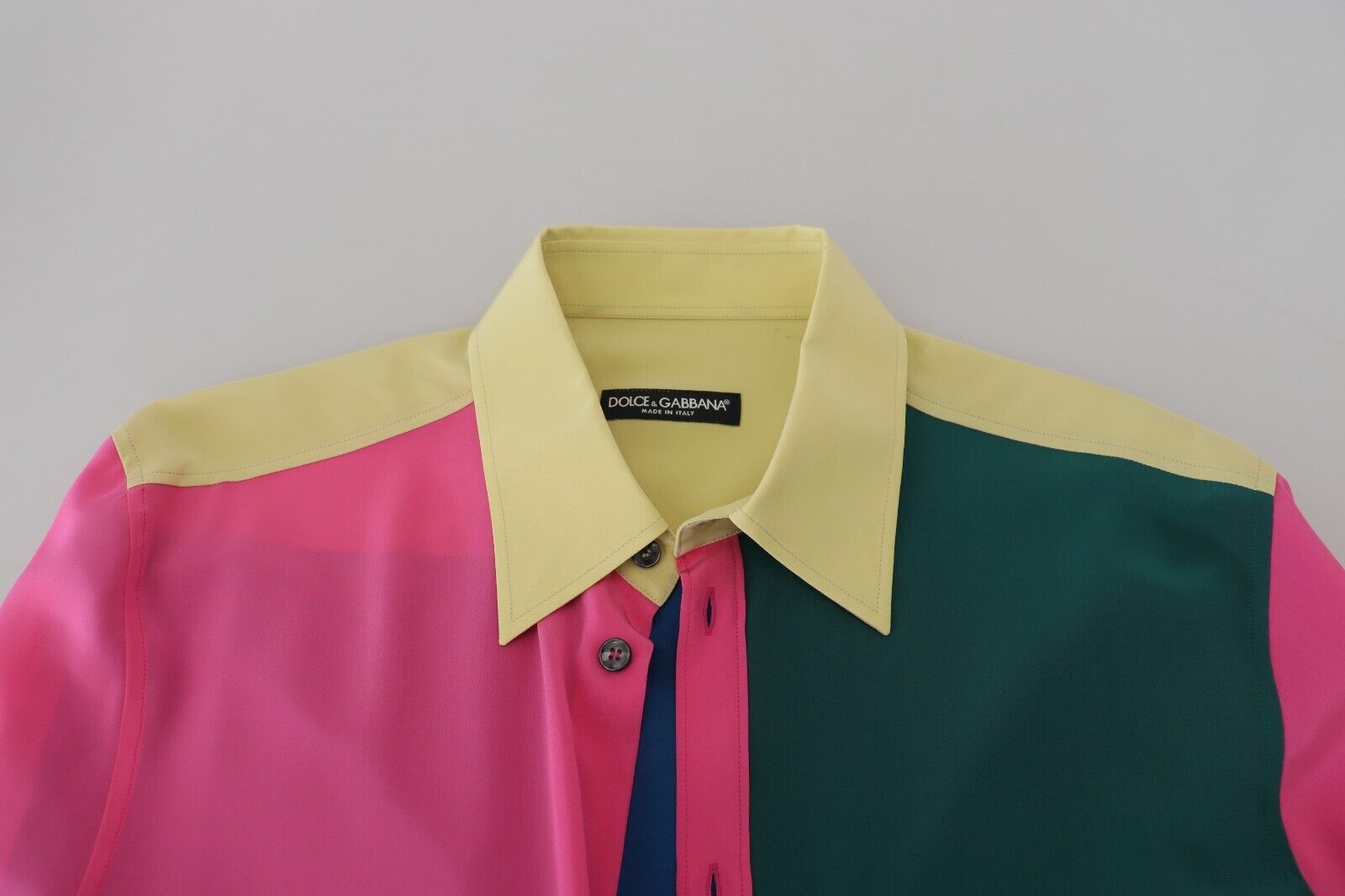 Dolce & Gabbana Multicolor Patchwork Silk Button Down Shirt | Regal Royce