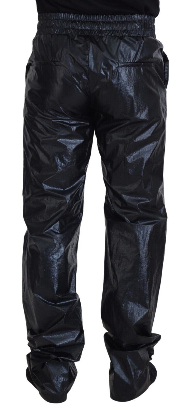 Dolce & Gabbana Black Shining Drawstring Trouser Nylon Pants | Regal Royce