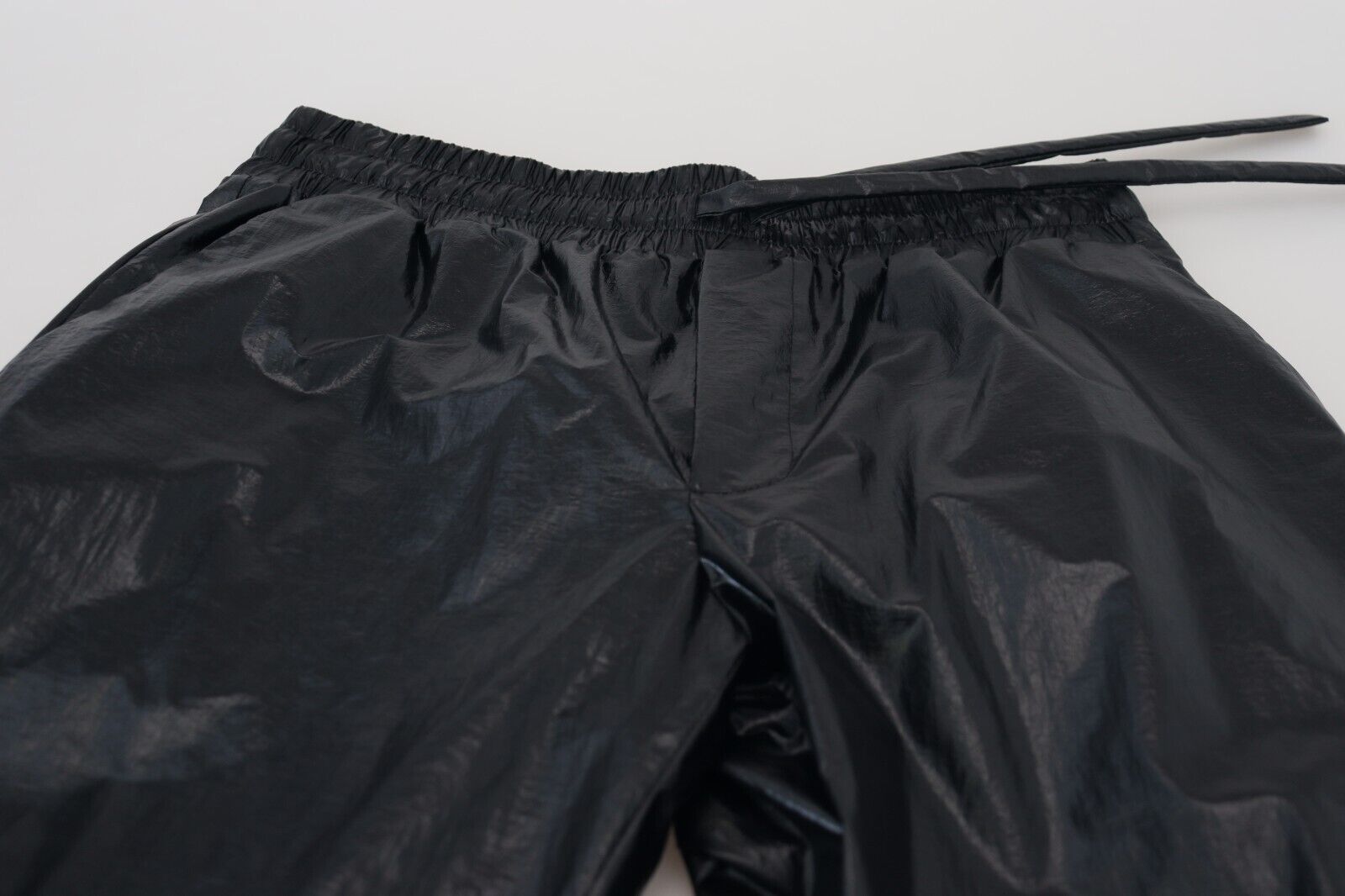 Dolce & Gabbana Black Shining Drawstring Trouser Nylon Pants | Regal Royce