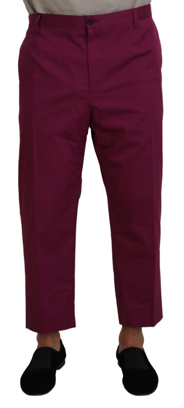 Dolce & Gabbana Magenta Cotton DG Logo Pocket Trouser Pants | Regal Royce
