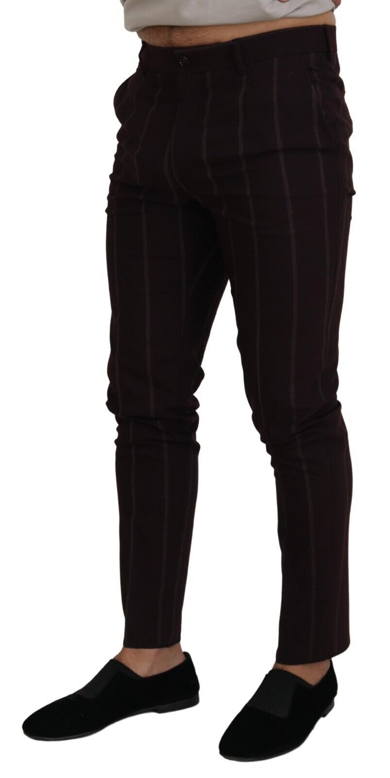 Dolce & Gabbana Brown Striped Men Trousers Cotton Pants | Regal Royce