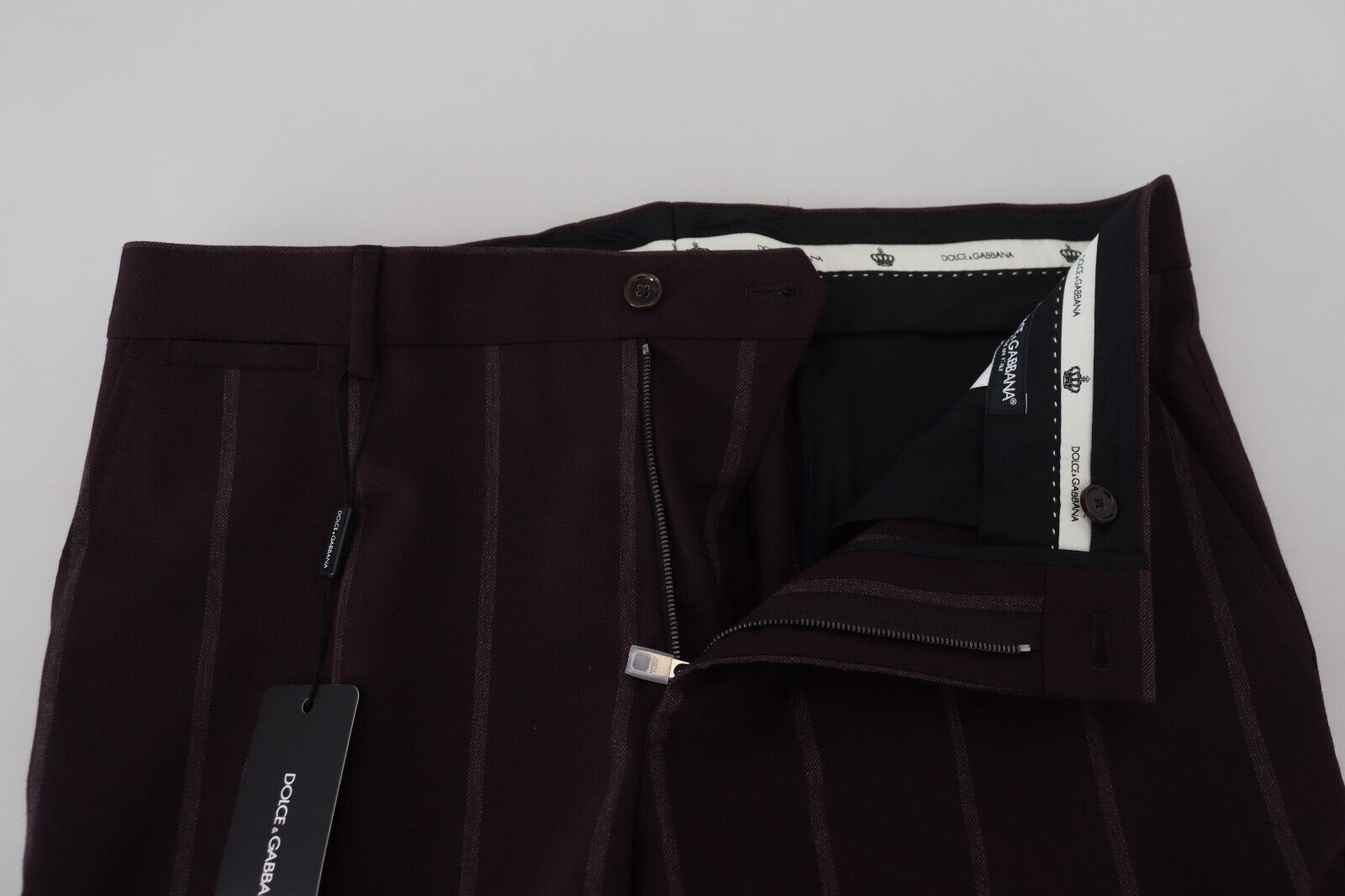 Dolce & Gabbana Brown Striped Men Trousers Cotton Pants | Regal Royce