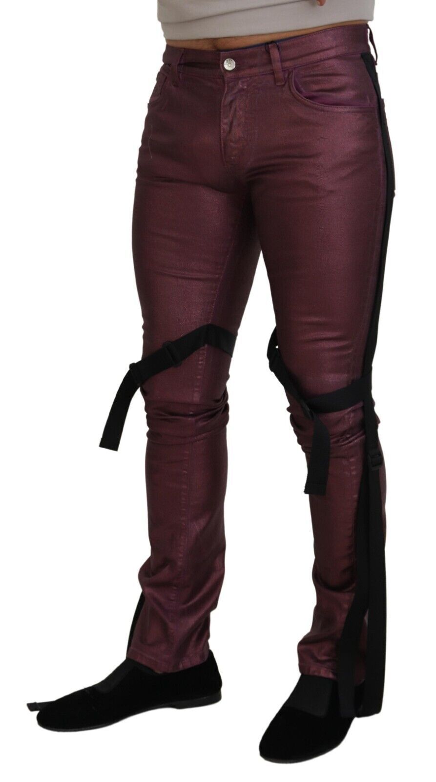 Dolce & Gabbana Magenta Cotton Men Casual Harness Denim Jeans | Regal Royce