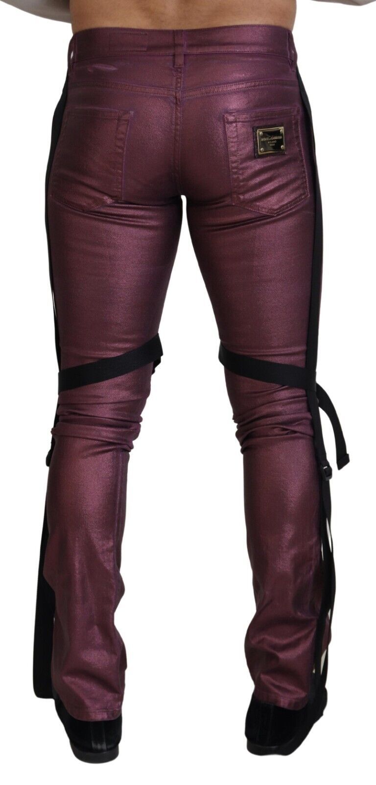 Dolce & Gabbana Magenta Cotton Men Casual Harness Denim Jeans | Regal Royce