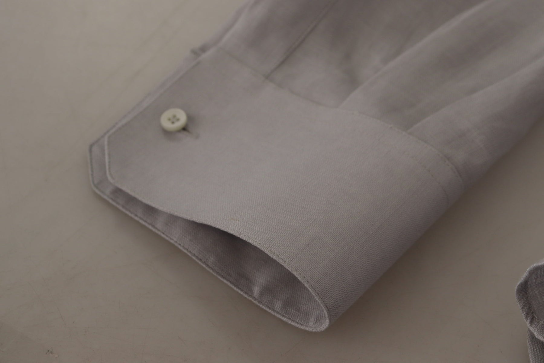 Dolce & Gabbana Gray Linen Long Sleeves Formal GOLD Shirt | Regal Royce