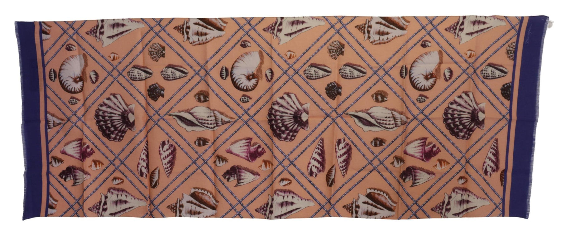 Dolce & Gabbana Blue Linen Seashell Pattern Mens Wrap Shawl Scarf | Regal Royce