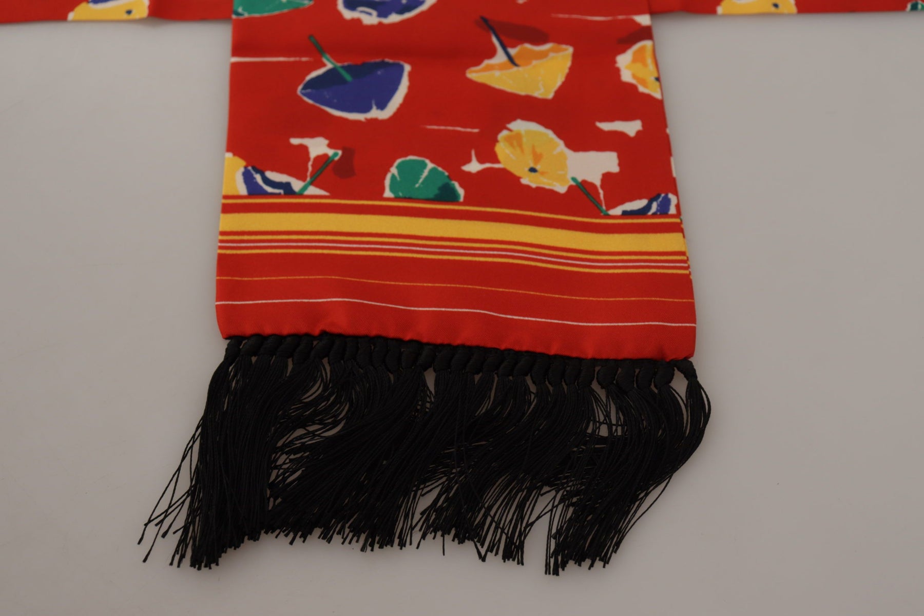 Dolce & Gabbana Multicolor DG Umbrellas Print Shawl Fringe Scarf | Regal Royce