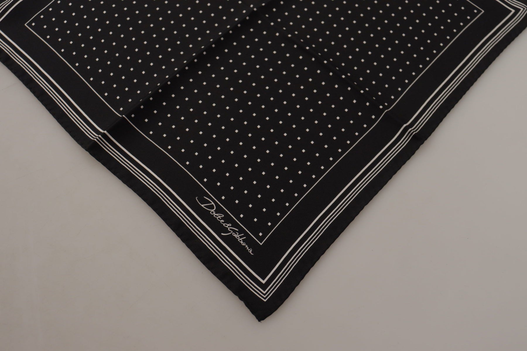Dolce & Gabbana Black Polka Dots DG Logo Square Handkerchief | Regal Royce