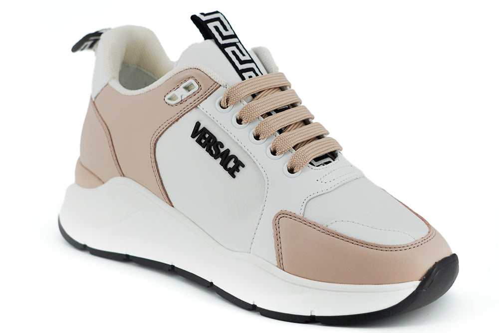 Versace Light Pink and White Calf Leather Sneakers | Regal Royce