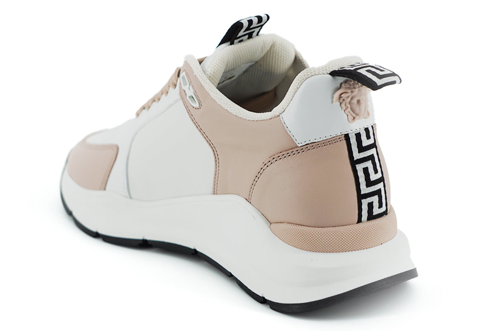 Versace Light Pink and White Calf Leather Sneakers | Regal Royce