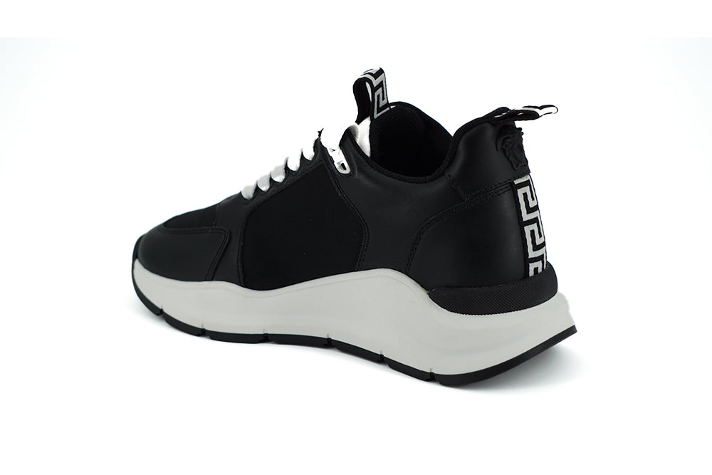 Versace Black and White Calf Leather Sneakers | Regal Royce