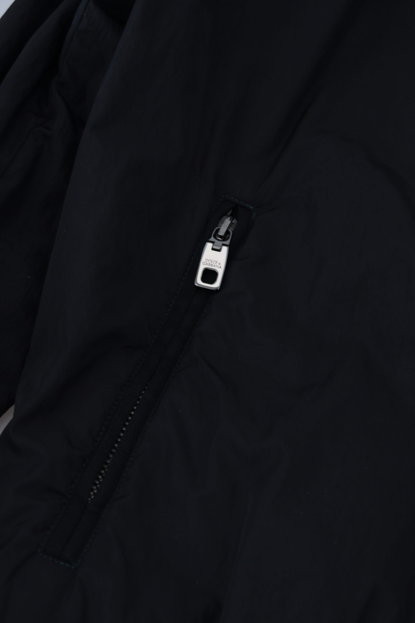 Dolce & Gabbana Black Nylon Logo Bomber Zipper Jacket | Regal Royce
