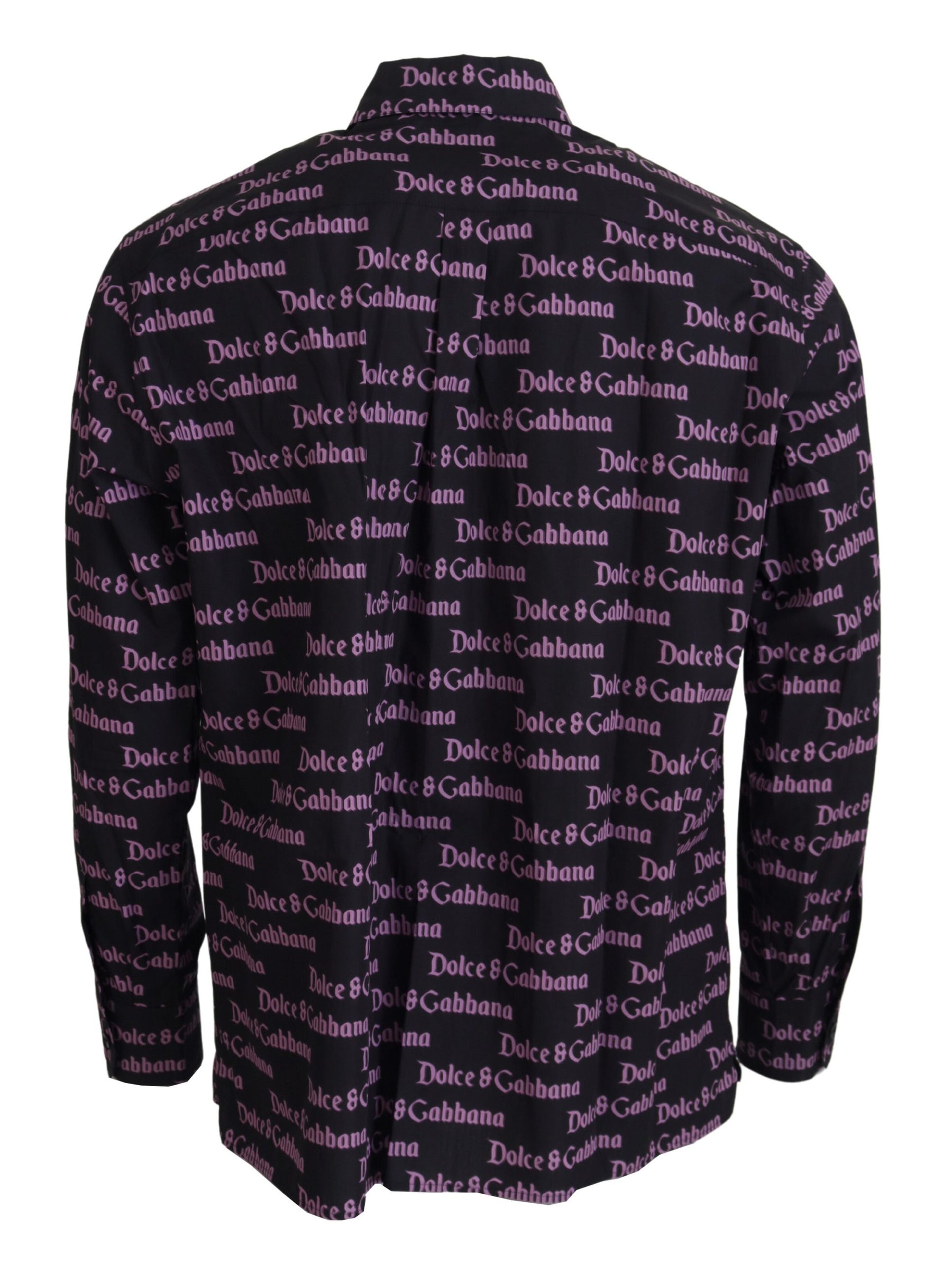 Dolce & Gabbana Black Purple Logo Slim Dress Formal Shirt | Regal Royce