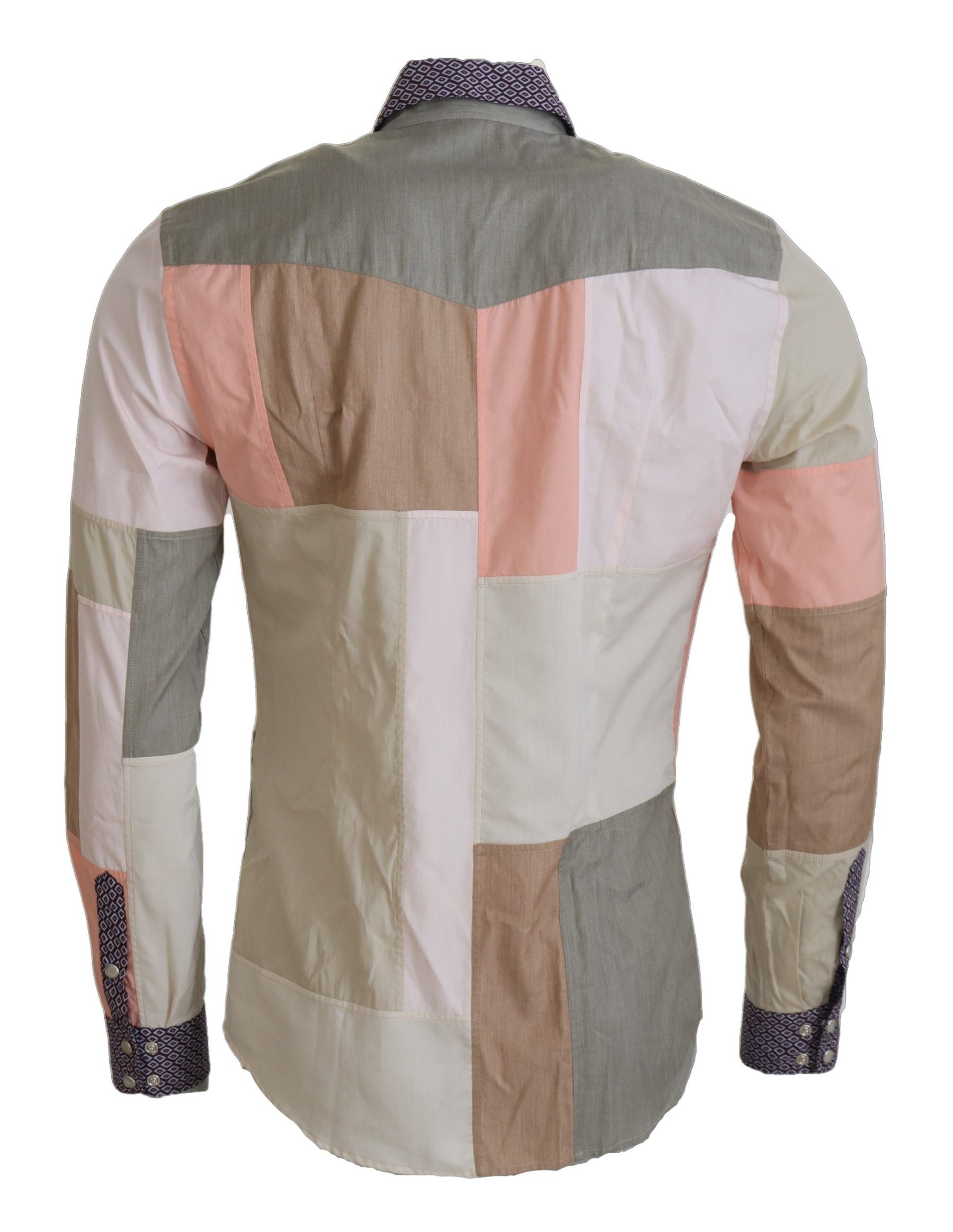 Dolce & Gabbana Multicolor Cotton Patchwork Slim Shirt | Regal Royce