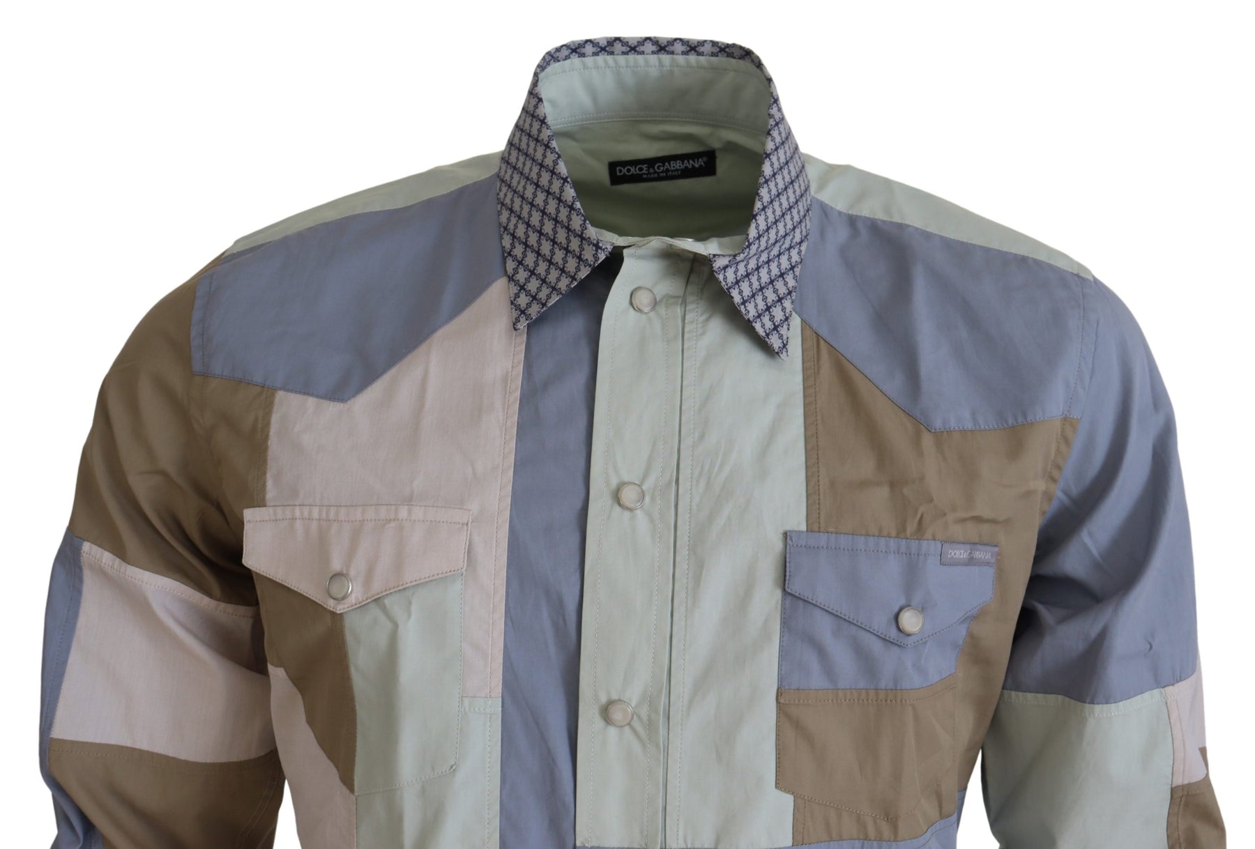 Dolce & Gabbana Multicolor Cotton Patchwork Slim Shirt | Regal Royce