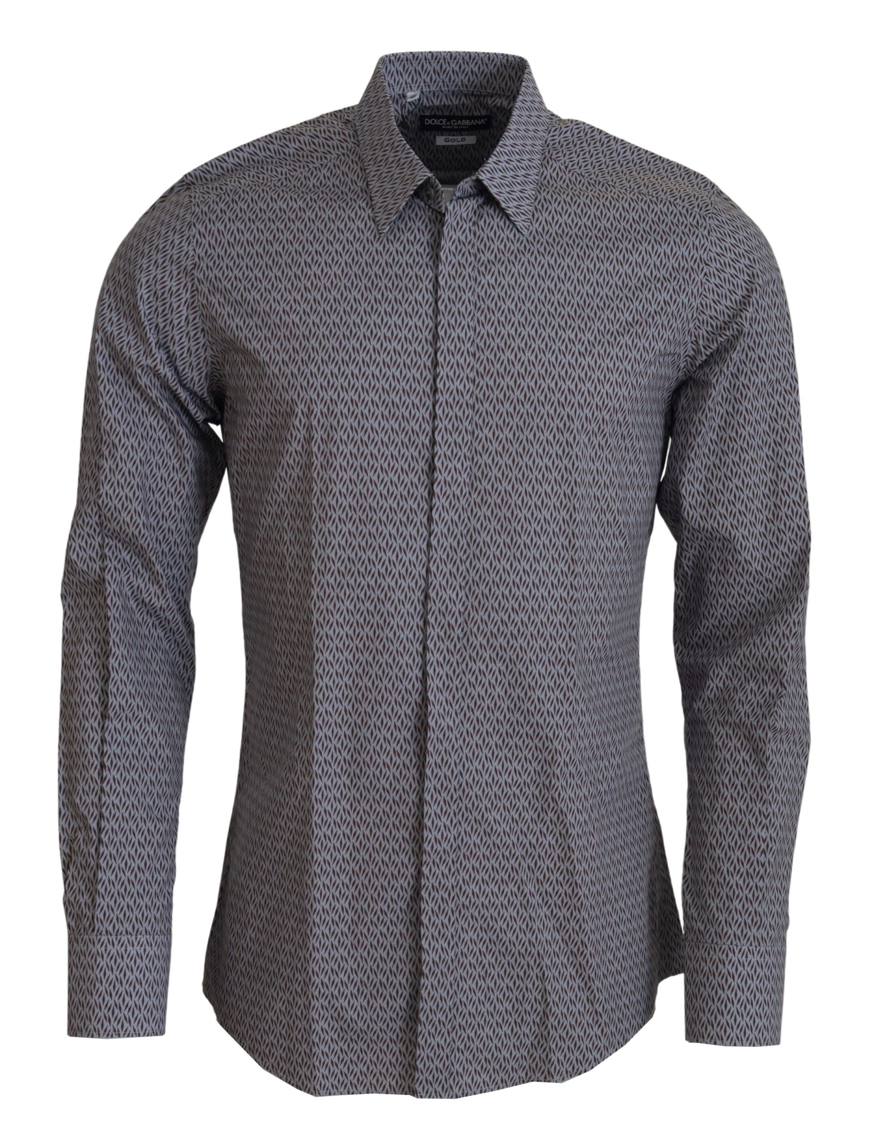 Dolce & Gabbana Gray Brown GOLD Slim Fit Dress Formal Shirt | Regal Royce