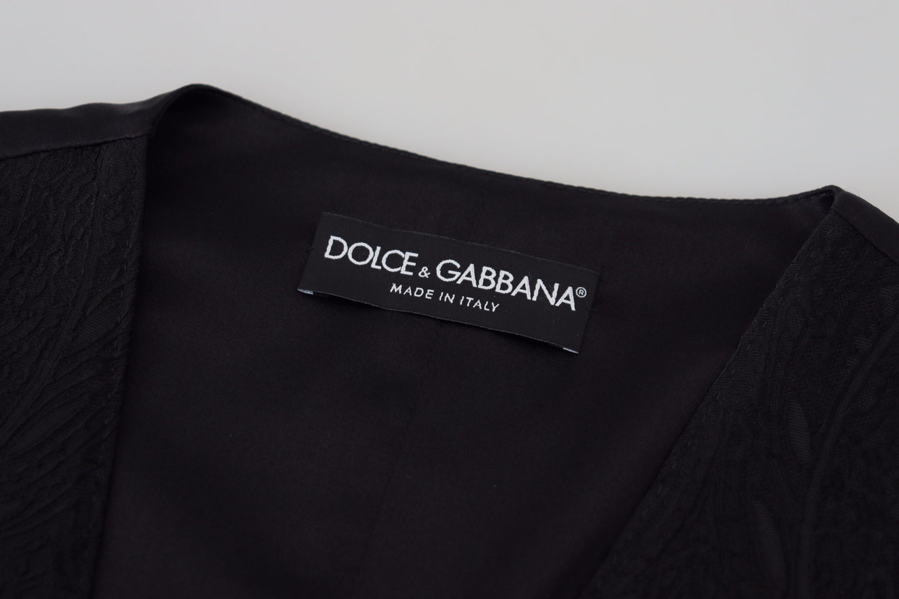 Dolce & Gabbana Black Brocade Button Down Sleeveless Vest Top | Regal Royce