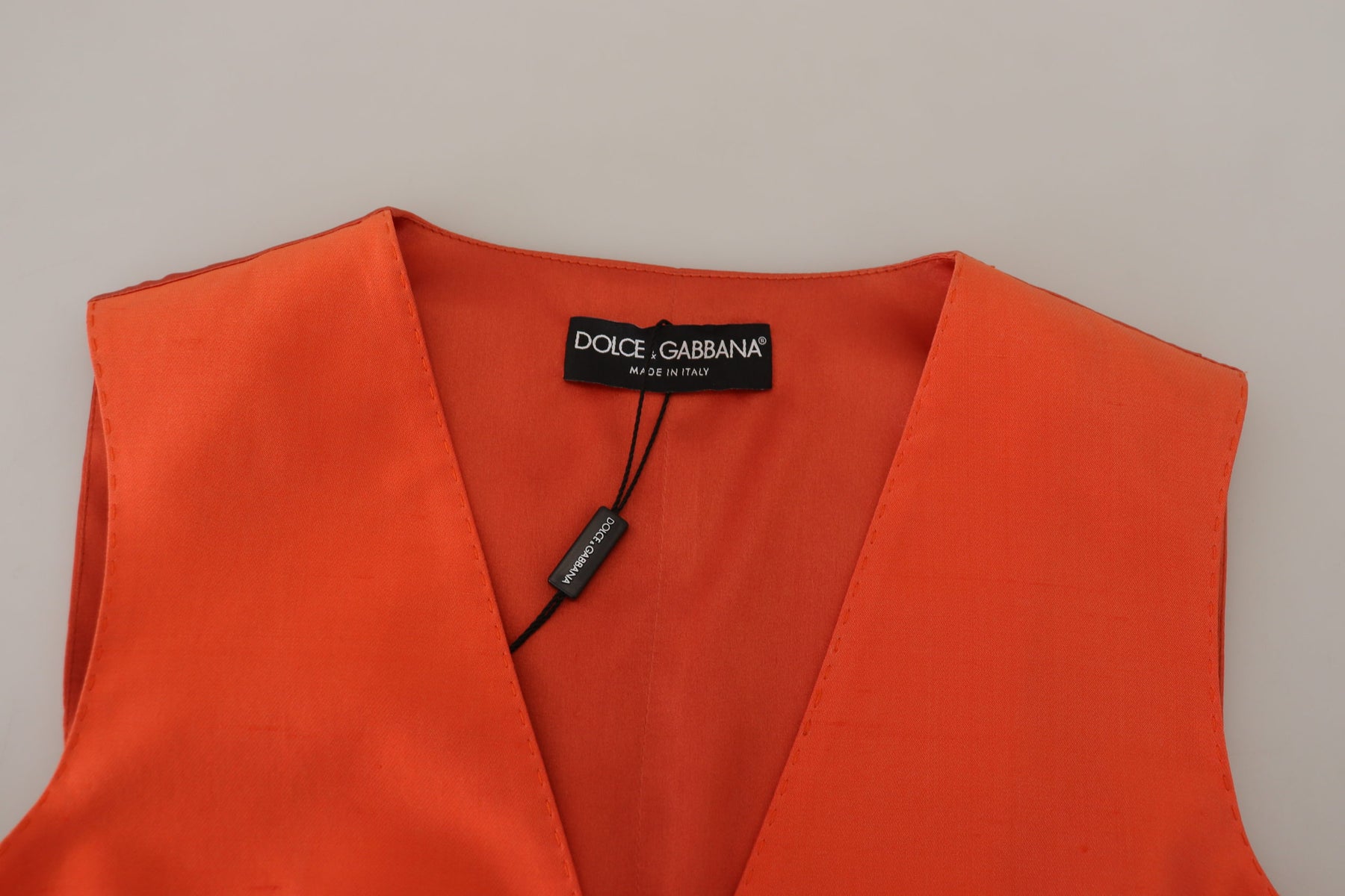 Dolce & Gabbana Orange Sleeveless Waistcoat Cropped Vest Top | Regal Royce