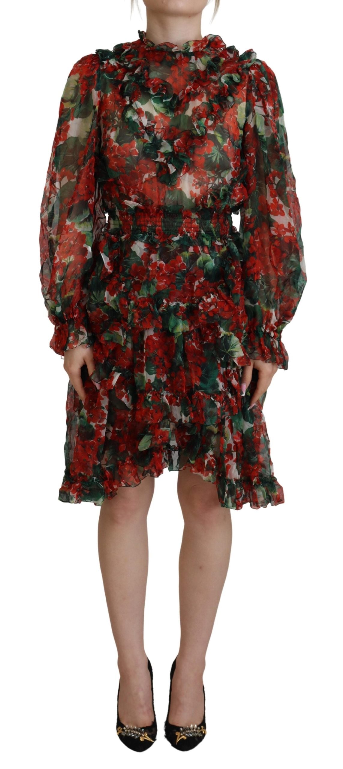 Dolce & Gabbana Multicolor Geranium A-line Knee Length Dress | Regal Royce