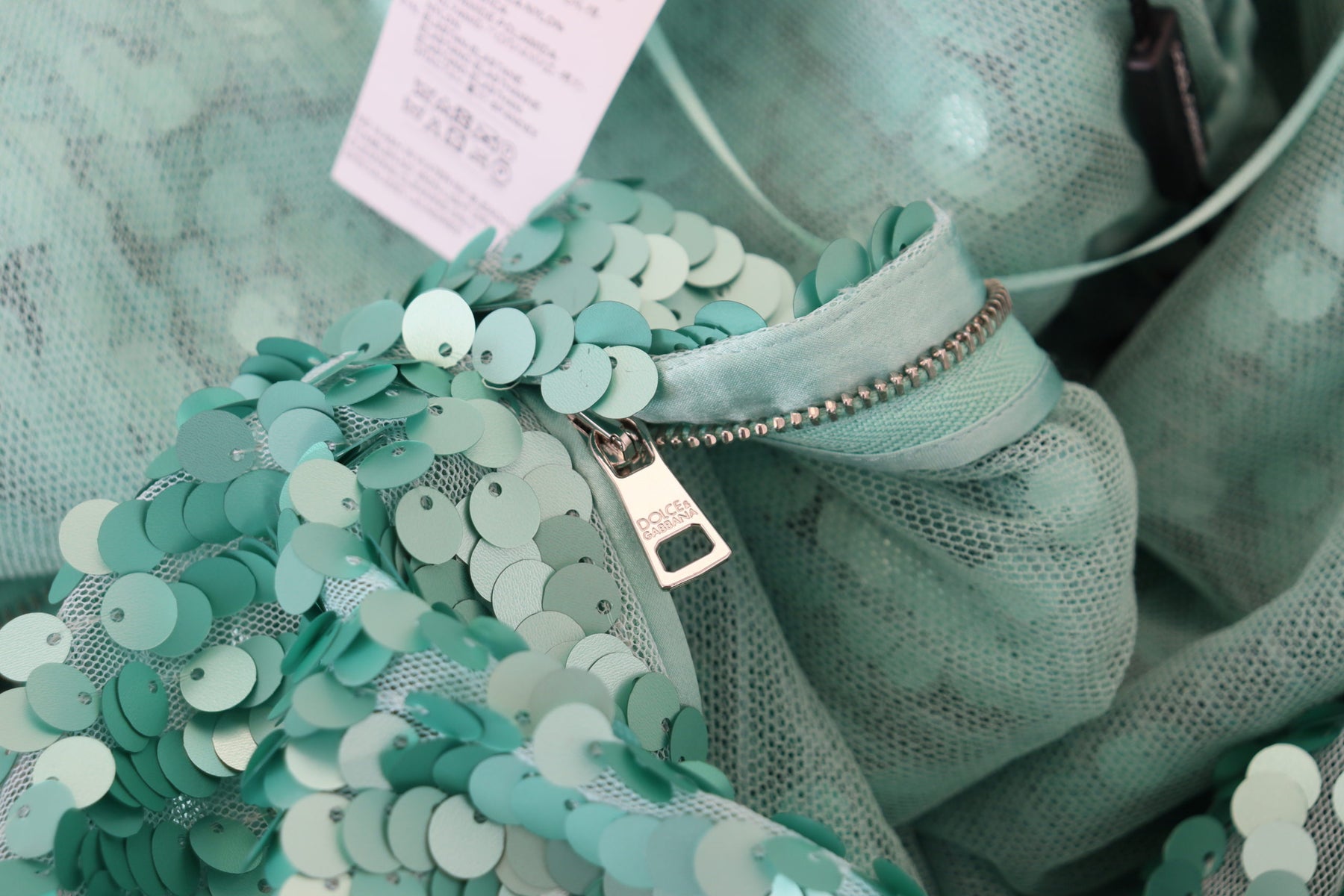 Dolce & Gabbana Blue Sequined Pleated Aline Midi Nylon Dress | Regal Royce