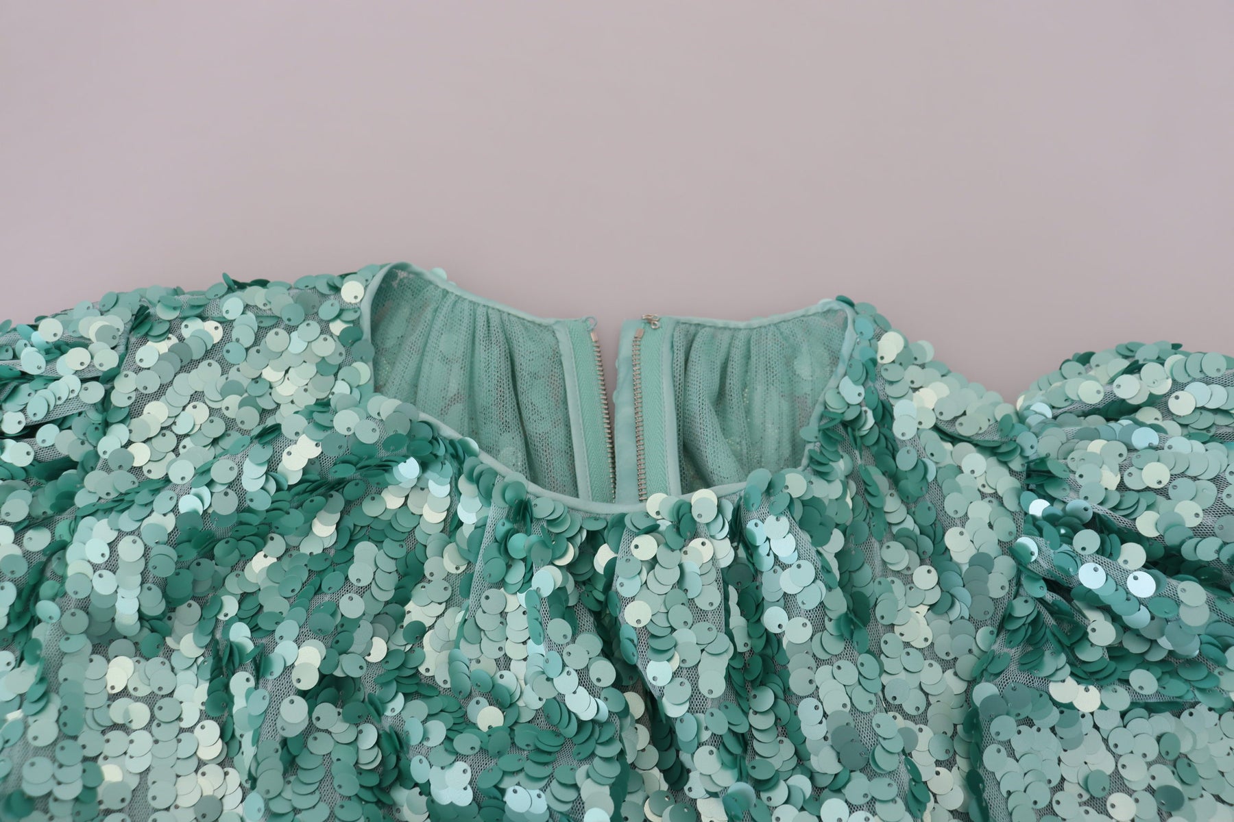 Dolce & Gabbana Blue Sequined Pleated Aline Midi Nylon Dress | Regal Royce