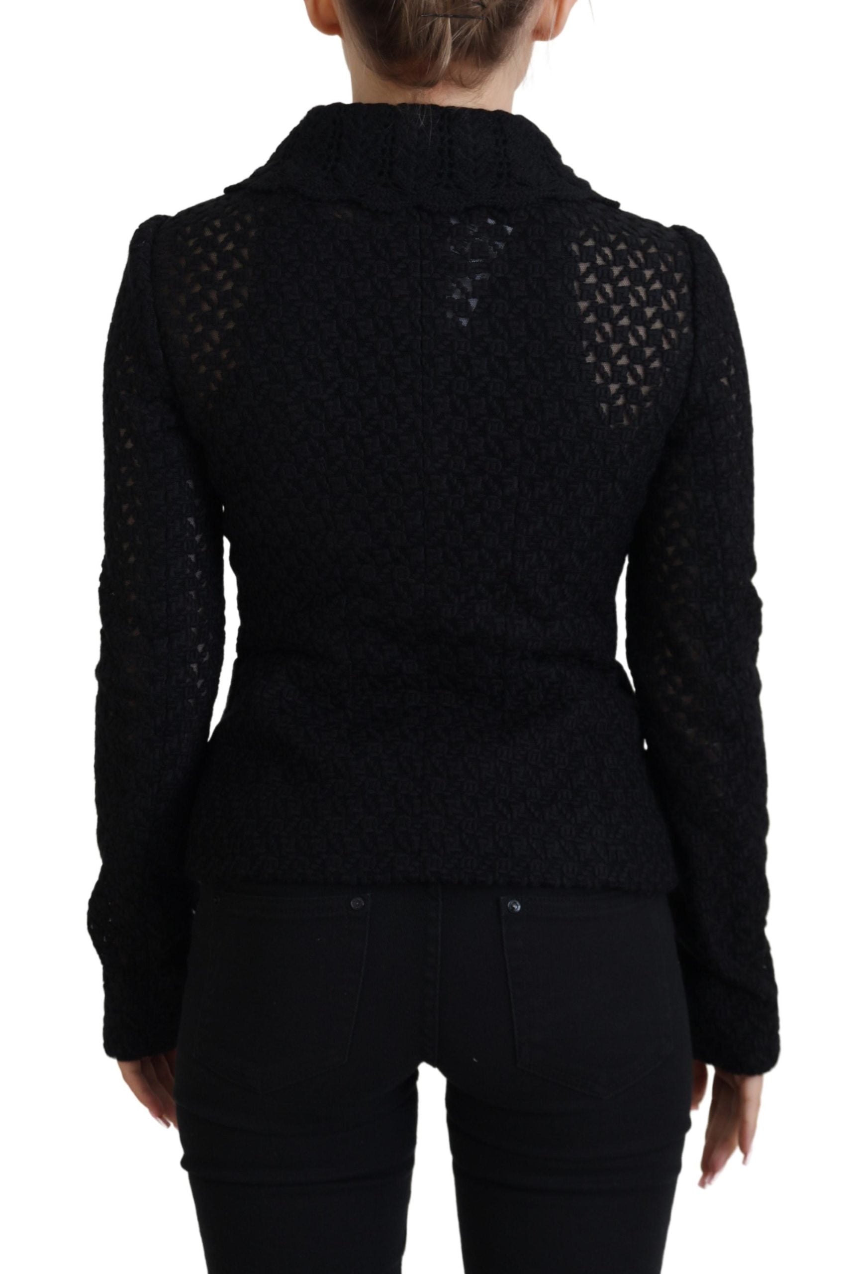 Dolce & Gabbana Black Wool Knitted Button Down Collar Jacket | Regal Royce