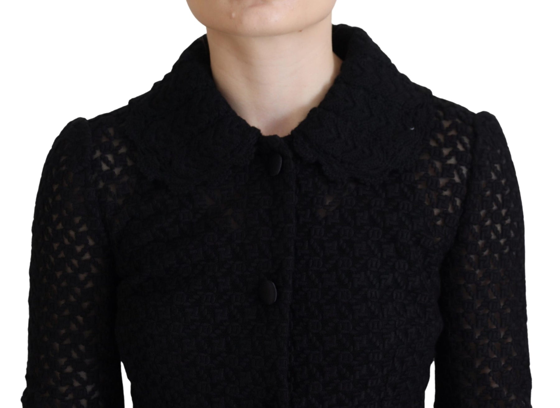 Dolce & Gabbana Black Wool Knitted Button Down Collar Jacket | Regal Royce