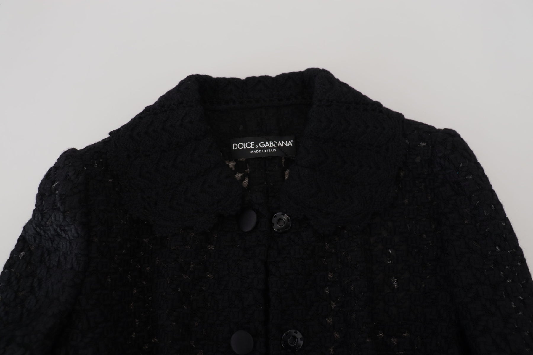 Dolce & Gabbana Black Wool Knitted Button Down Collar Jacket | Regal Royce