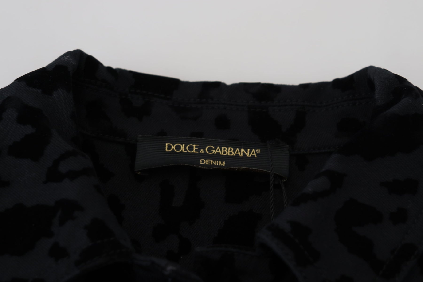 Dolce & Gabbana Black Leopard Long Sleeve Denim Cotton Jacket | Regal Royce