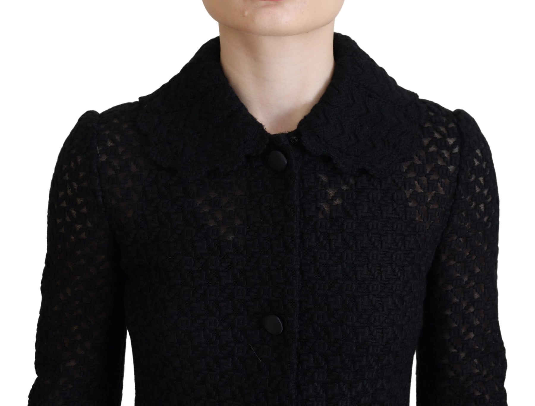 Dolce & Gabbana Black Button Down Long Blazer Cotton Jacket | Regal Royce