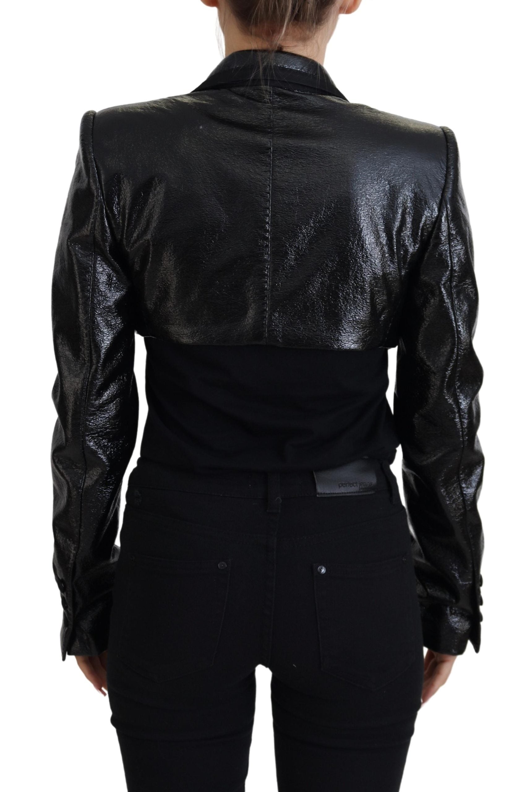 Dolce & Gabbana Black Long Sleeves Crop Blazer Cotton Jacket | Regal Royce