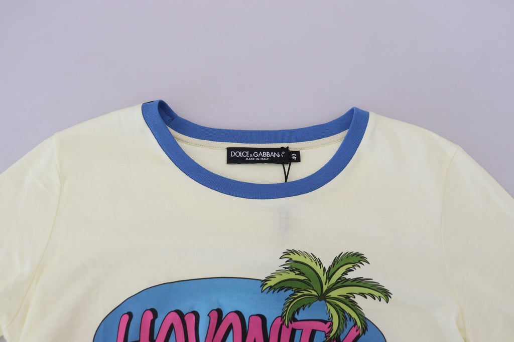 Dolce & Gabbana Yellow Havanity Round Neck Tee Cotton T-shirt