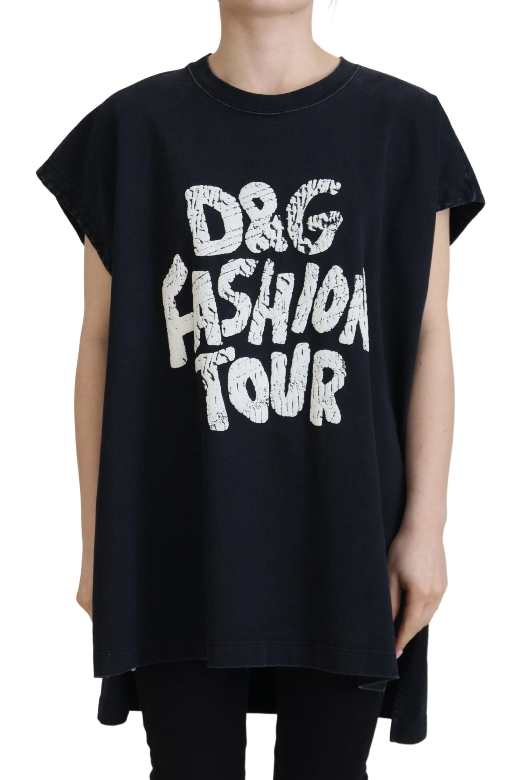 Dolce & Gabbana Black D&G Fashion Round Neck Cotton T-shirt | Regal Royce