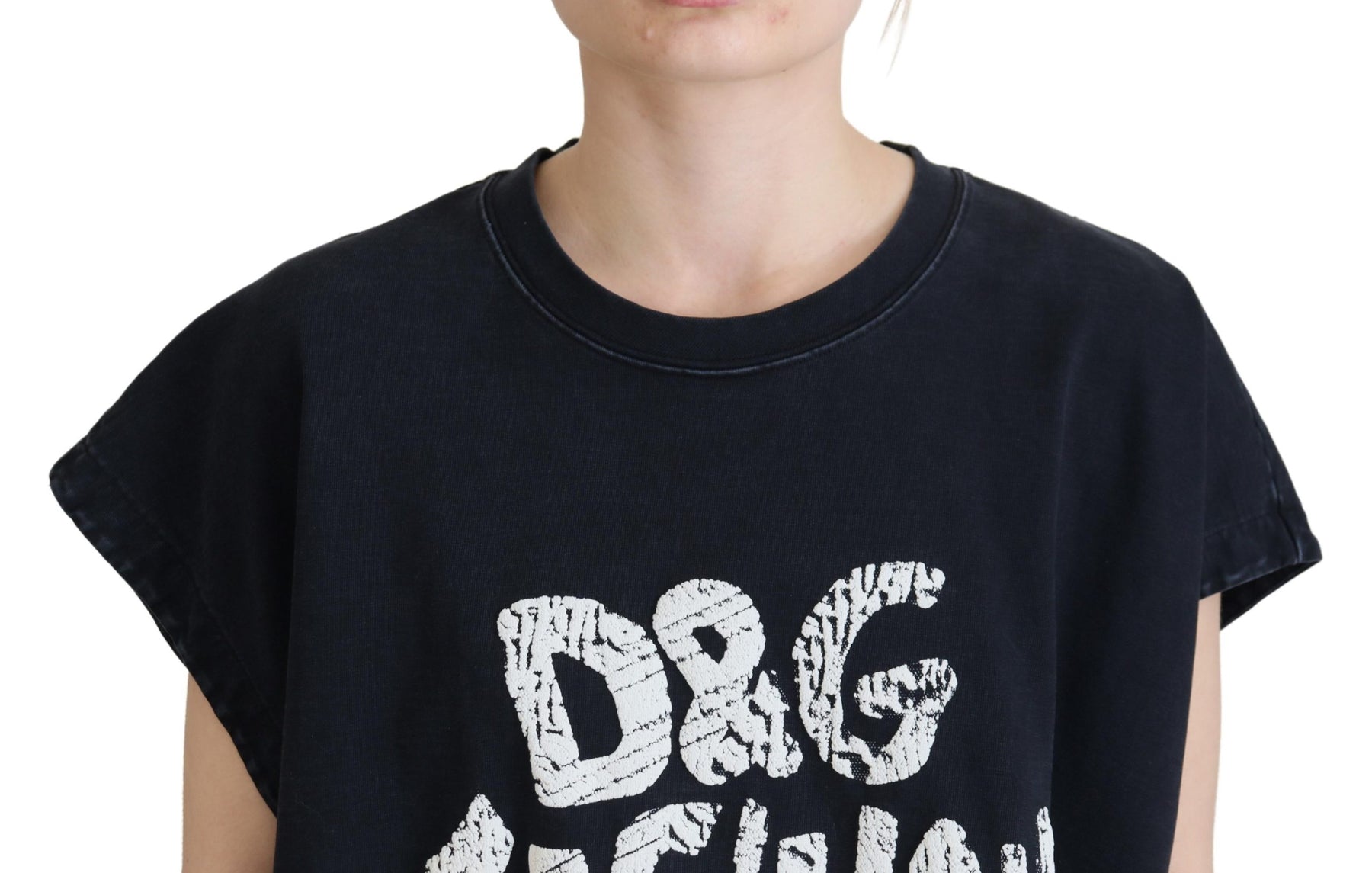 Dolce & Gabbana Black D&G Fashion Round Neck Cotton T-shirt | Regal Royce