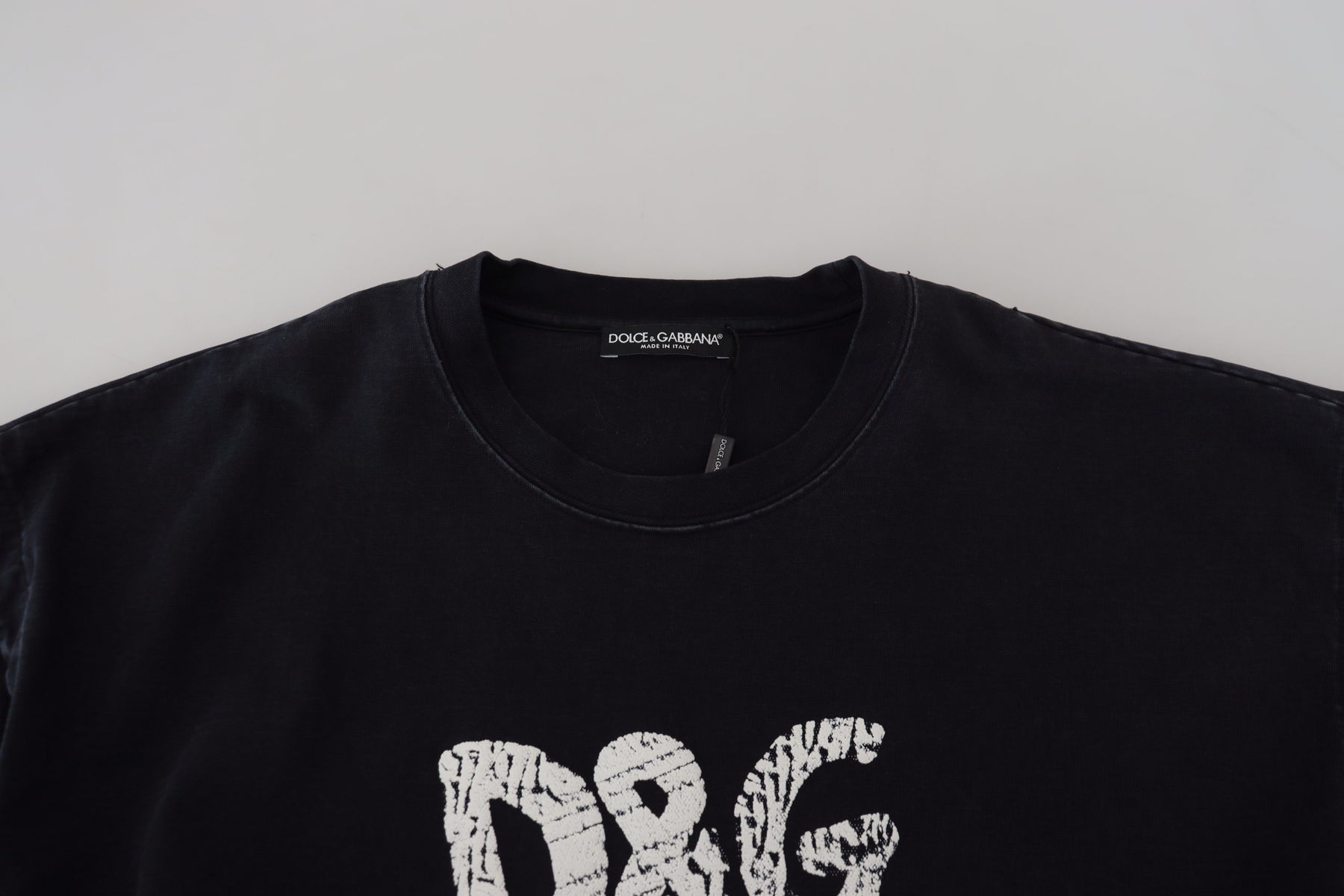 Dolce & Gabbana Black D&G Fashion Round Neck Cotton T-shirt | Regal Royce